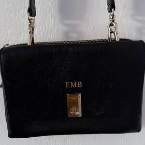 Henri Bendel Black Crossbody Bag with Gold Accents